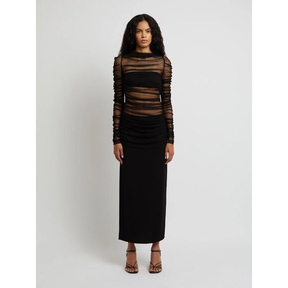 Christopher Esber Dresses & Skirts - Christopher Esber Tulle Column Dress Black Silk Long Sleeve